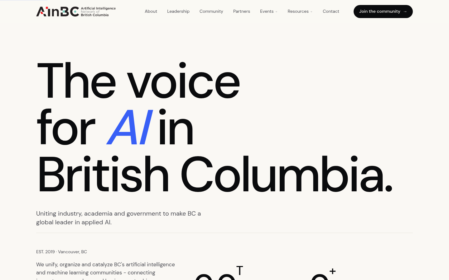 AInBC homepage: the voice for AI in British Columbia